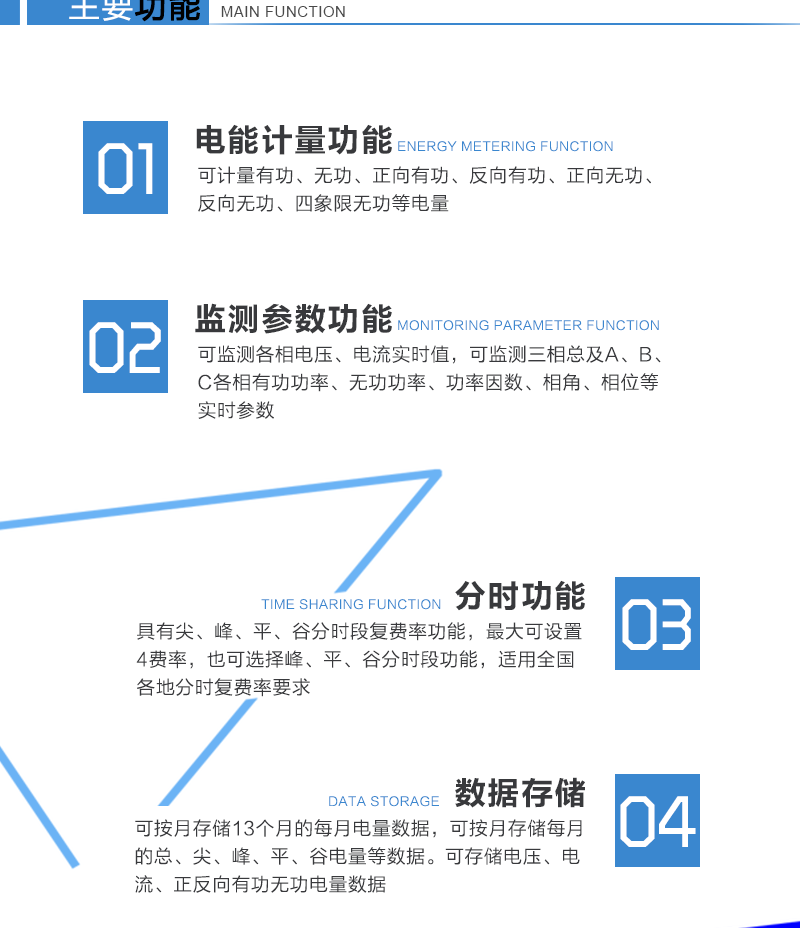 技术参数
标准参比电压（V）：3×57.7/100，3×220/380
标准电流（A）：3×1.5，3×5，3×10，3×15，3×20，
最大电流（A）：不大于100，且不大于标准电流的12倍
标准参比频率（Hz）：50