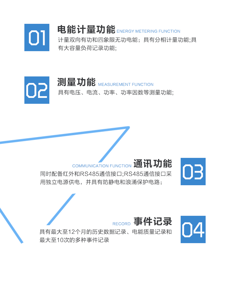 采用高精度、高稳定、低功耗的实时时钟及寿命长一次性锂电池。
　　同时配备红外和RS485通信接口。
　　RS485通信接口采用独立电源供电，并具有防静电和浪涌保护电路。
　　采用高稳定、低功耗、具有实时温度补偿的超高精度实时时钟。