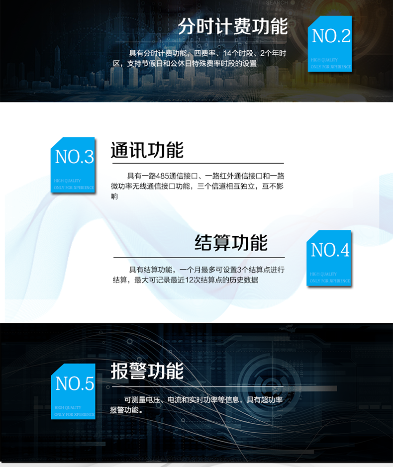 威胜DDS102-Z7单相电能表功能
	　　具有正、反向及组合有功电能的计量功能，组合有功电能可由正反向有功电能进行选择性组合。
	　　丰富的LCD显示，同时具备停电显示和背光功能。
	　　具有分时计费功能，四费率、14个时段、2个年时区，支持节假日和公休日特殊费率时段的设置。
	　　具有结算功能，一个月最多可设置3个结算点进行结算，最大可记录最近12次结算点的历史数据。
	　　具有一路485通信接口、一路红外通信接口和一路微功率无线通信接口功能，三个信道相互独立，互不影响。
	　　可测量电压、电流和实时功率等信息。
	　　具有超功率报警功能。
　　        可选逻辑加密卡预付费功能。