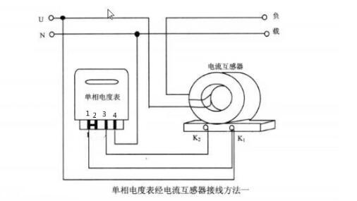 单相电表与电流互感器接线图