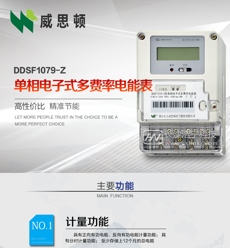 烟台威思顿DDSF1079-Z单相电子式多费率电能表（载波）