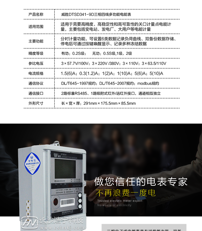 长沙威胜DTSD341-9D三相四线高准确度关口表