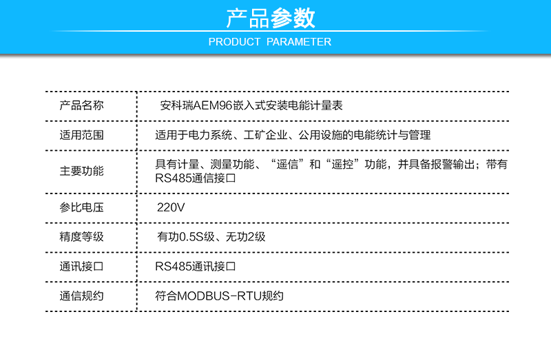 安科瑞AEM96嵌入式安装电能计量表