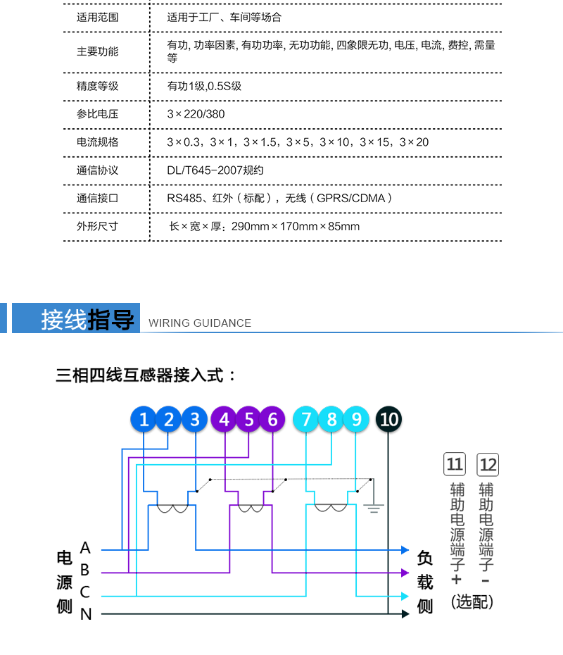 江苏林洋DTZY71C-G三相四线费控智能电能表(无线、CPU卡、开关内/外置)